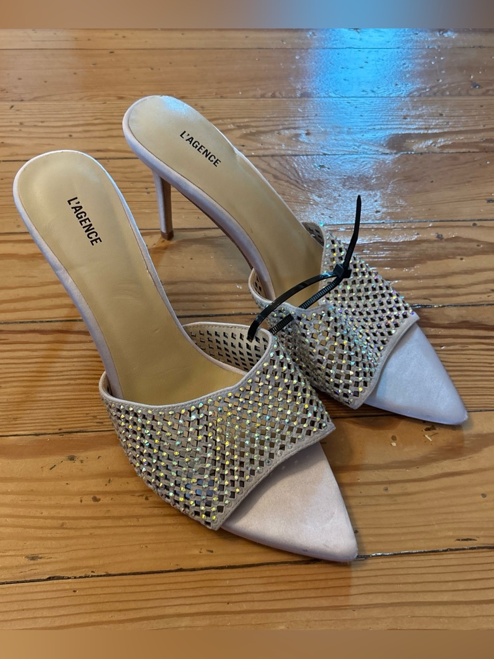 L'agence Narcise Rhinestone Embellished Heel Sandals Size 11
